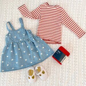 Baby Girls' Red White and Blue Matching Dress Outfit Set with Shoes